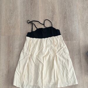 Black and Cream Sleeveless Dress